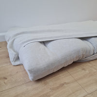 21.5" x 41" (54 x 105 cm) Hemp cushion with removable cover Hemp fiber filling in linen fabric with linen cover