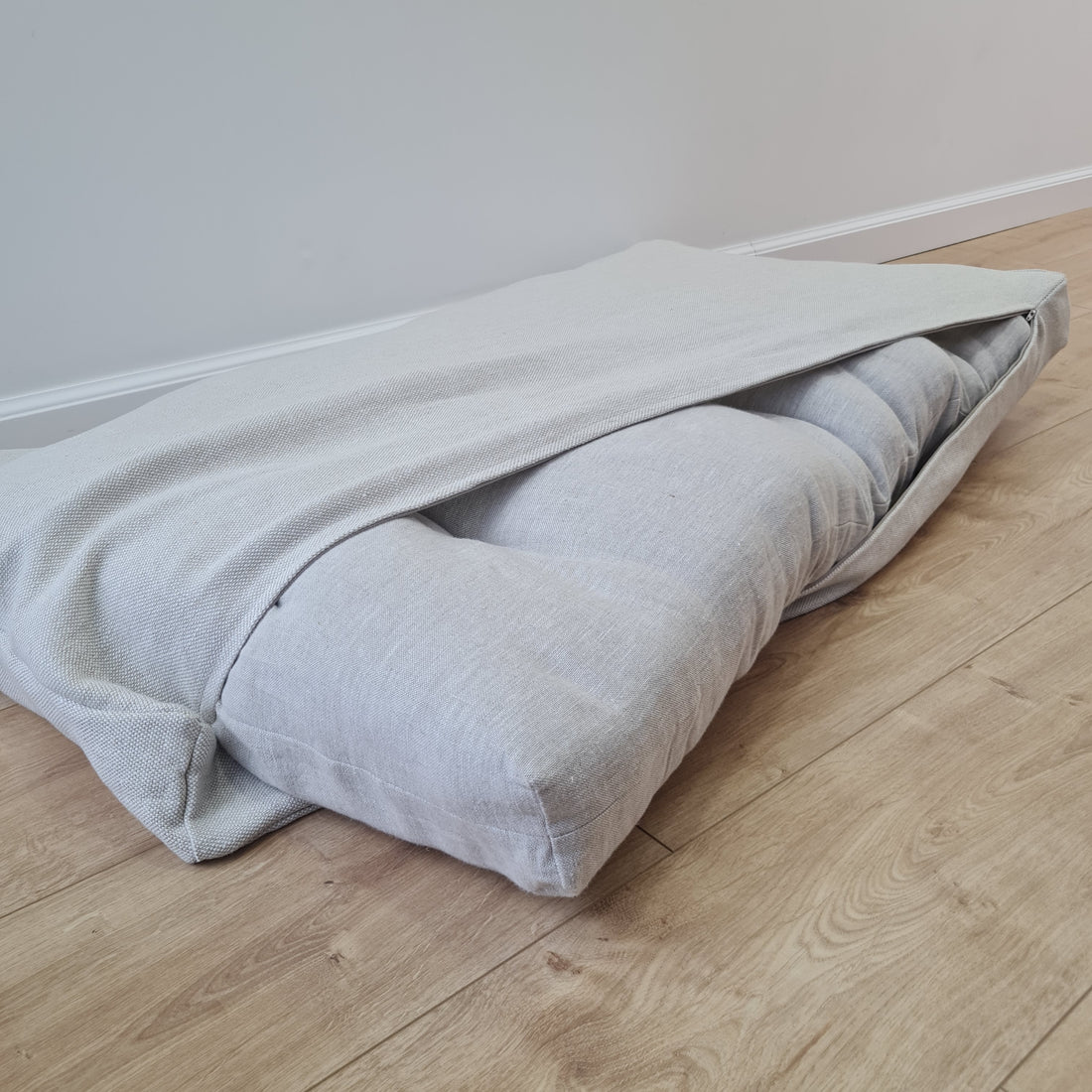 21.5" x 41" (54 x 105 cm) Hemp cushion with removable cover Hemp fiber filling in linen fabric with linen cover