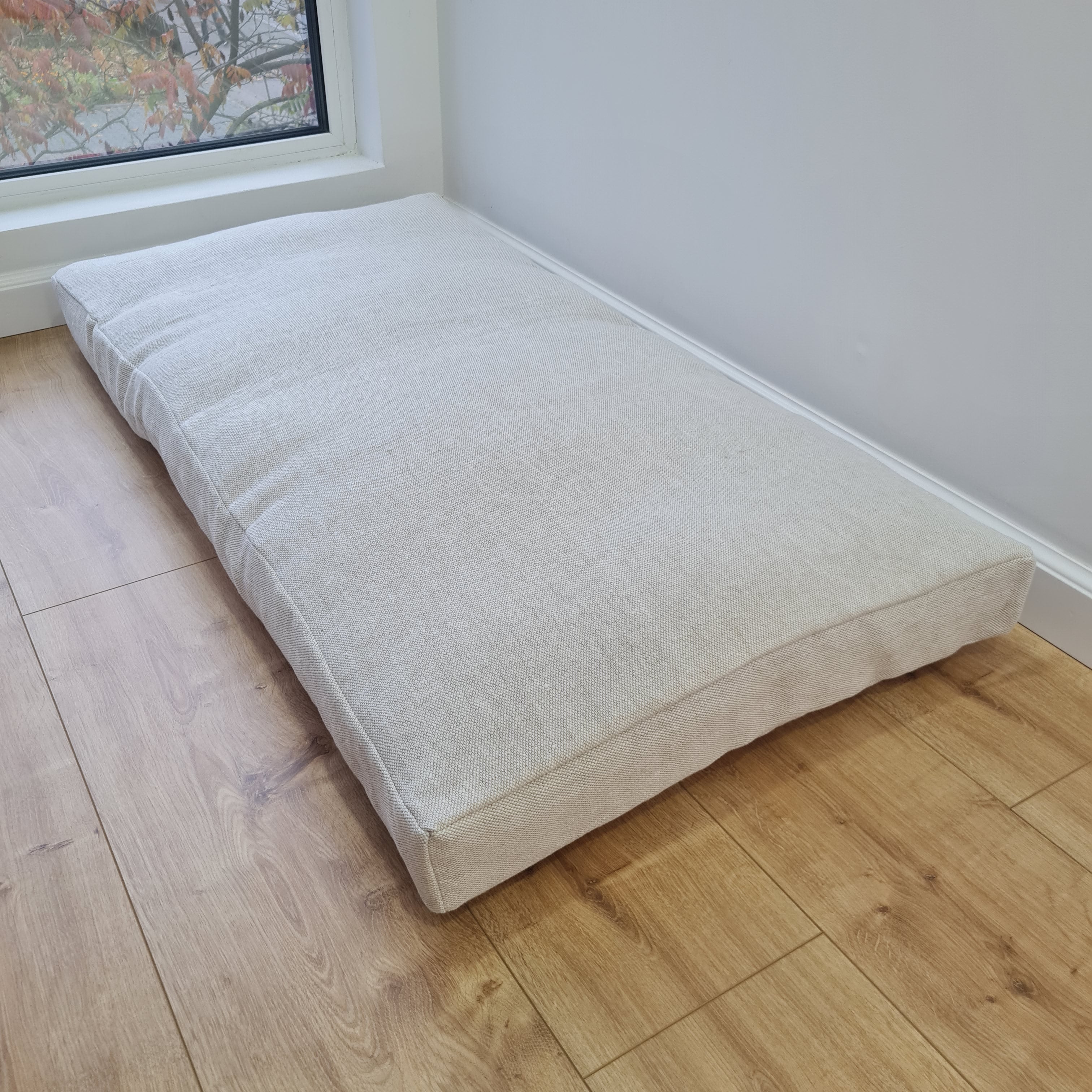 21.5" x 41" (54 x 105 cm) Hemp cushion with removable cover Hemp fiber filling in linen fabric with linen cover