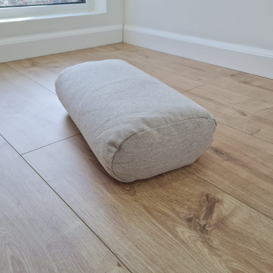 Bolster with Buckwheat hulls Linen fabric yoga pillow Meditation pillow knee pillow