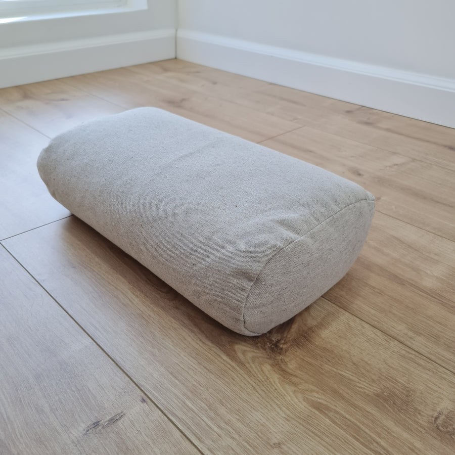 Bolster with Buckwheat hulls Linen fabric yoga pillow Meditation pillow knee pillow