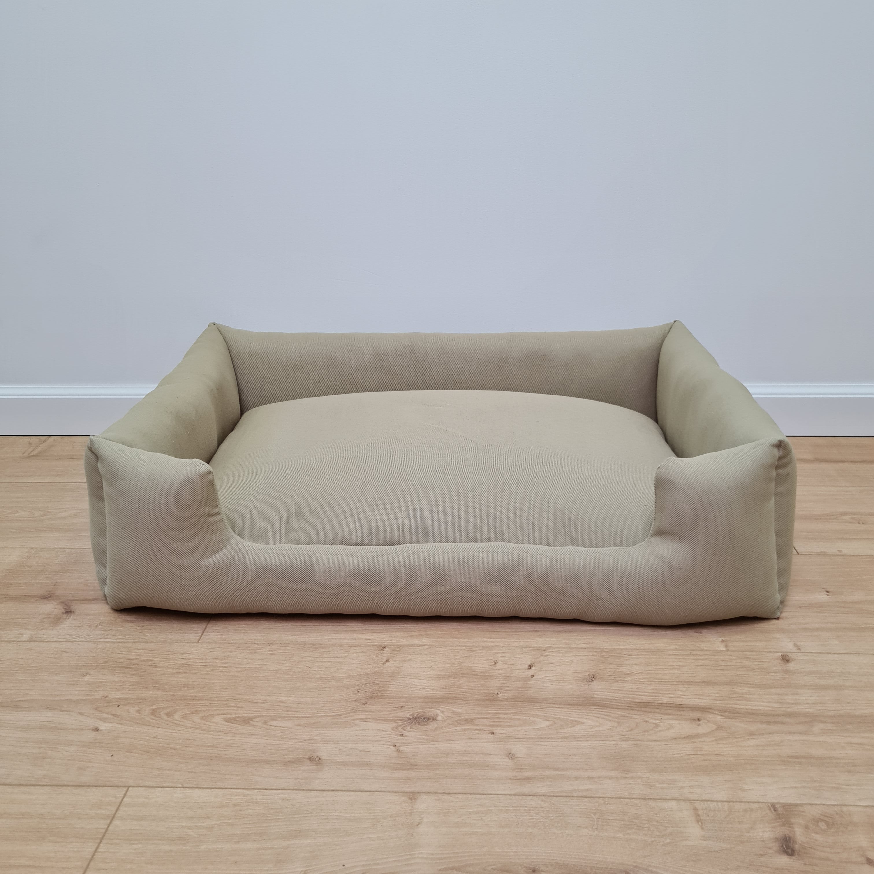 Natural Hemp Linen Dog Bed Olive Beige Linen Fabric filled organic Hemp Fiber filling - Pet Mat - house for cats dogs organic gift for dog