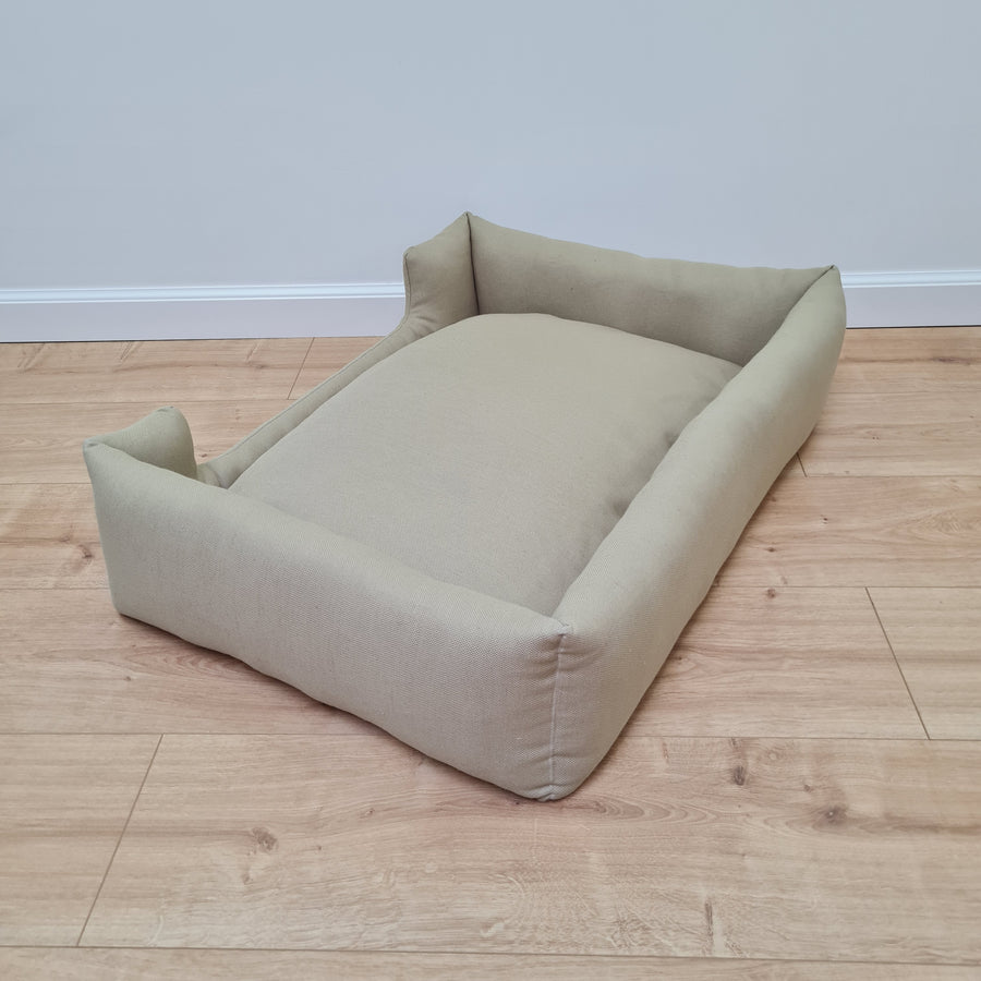 Natural Hemp Linen Dog Bed Olive Beige Linen Fabric filled organic Hemp Fiber filling - Pet Mat - house for cats dogs organic gift for dog