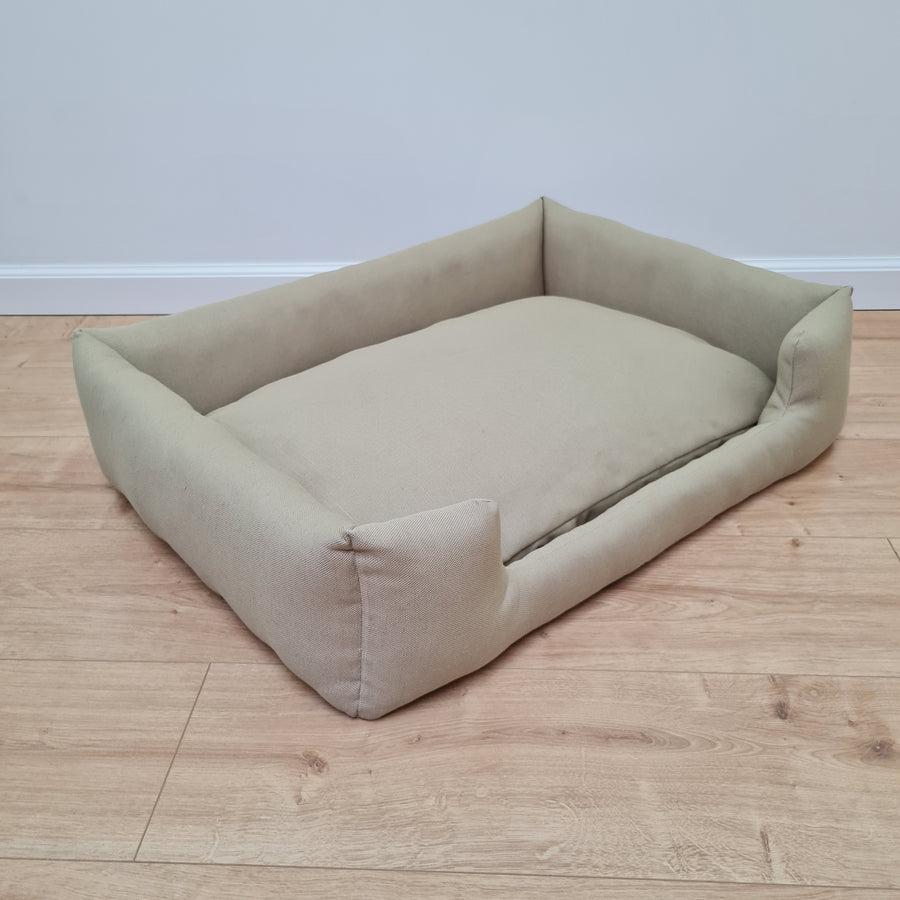 Natural Hemp Linen Dog Bed Olive Beige Linen Fabric filled organic Hemp Fiber filling - Pet Mat - house for cats dogs organic gift for dog