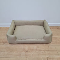 Natural Hemp Linen Dog Bed Olive Beige Linen Fabric filled organic Hemp Fiber filling - Pet Mat - house for cats dogs organic gift for dog