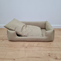 Natural Hemp Linen Dog Bed Olive Beige Linen Fabric filled organic Hemp Fiber filling - Pet Mat - house for cats dogs organic gift for dog