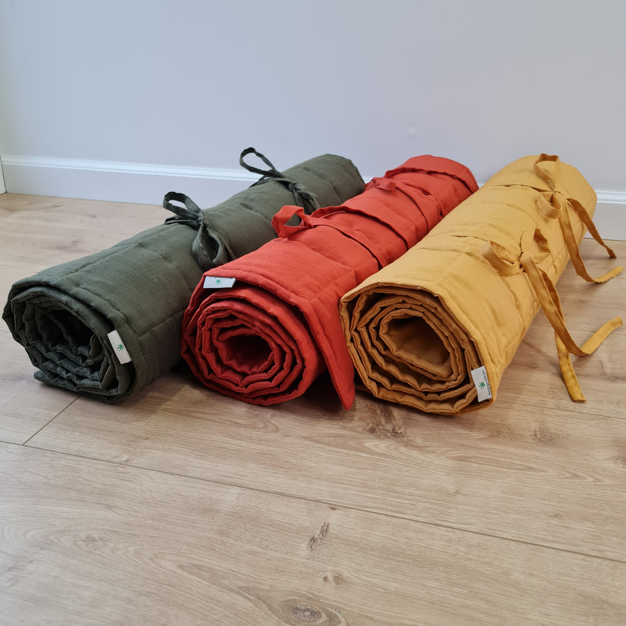 Hemp Yoga mat / Natural organic yoga mat rug/ hemp fiber in linen fabric / for Yoga studio pilates/Meditation / hand made/ Eco friendly