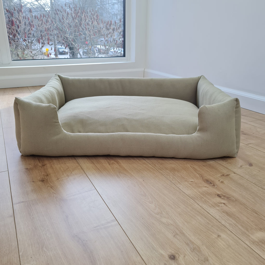 Natural Hemp Linen Dog Bed Olive Beige Linen Fabric filled organic Hemp Fiber filling - Pet Mat - house for cats dogs organic gift for dog