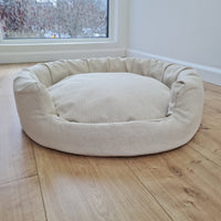 Unique Round Hemp Linen Pet Bed Cot with Removable Washable Natural Non-dyed Linen Cover Filled Organic Hemp Fiber house eco-friendly Gift