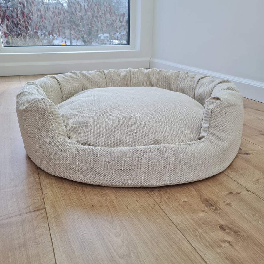 Unique Round Hemp Linen Pet Bed Cot with Removable Washable Natural Non-dyed Linen Cover Filled Organic Hemp Fiber house eco-friendly Gift