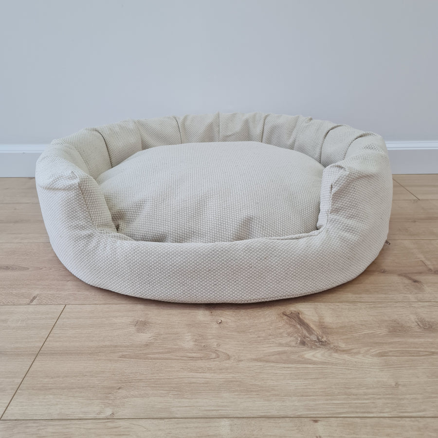 Unique Round Hemp Linen Pet Bed Cot with Removable Washable Natural Non-dyed Linen Cover Filled Organic Hemp Fiber house eco-friendly Gift