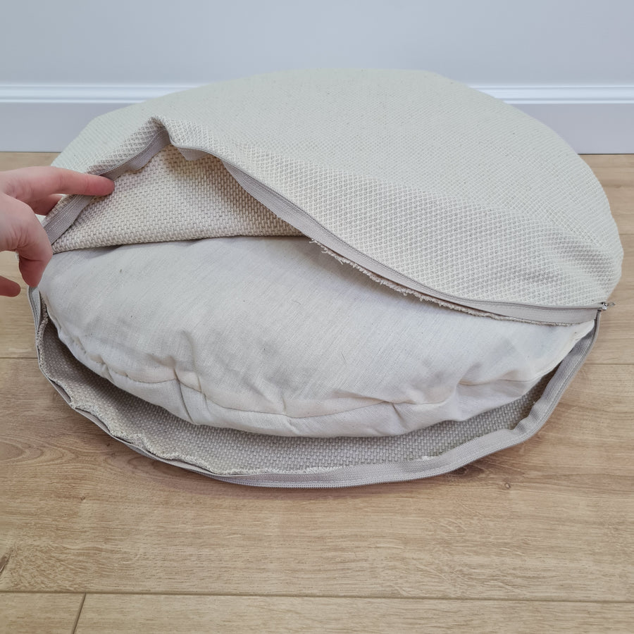 Unique Round Hemp Linen Pet Bed Cot with Removable Washable Natural Non-dyed Linen Cover Filled Organic Hemp Fiber house eco-friendly Gift