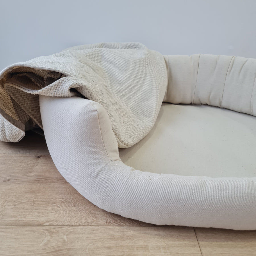 Unique Round Hemp Linen Pet Bed Cot with Removable Washable Natural Non-dyed Linen Cover Filled Organic Hemp Fiber house eco-friendly Gift
