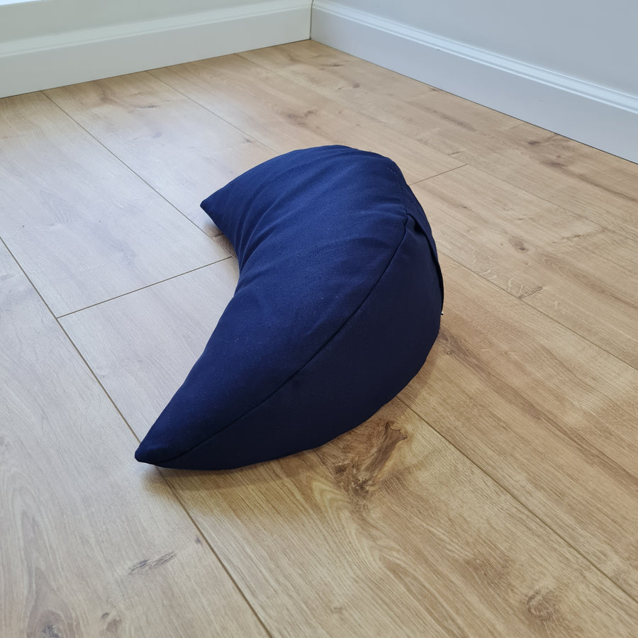 Cotton Meditation Cresсent cushion filled with buckwheat hulls