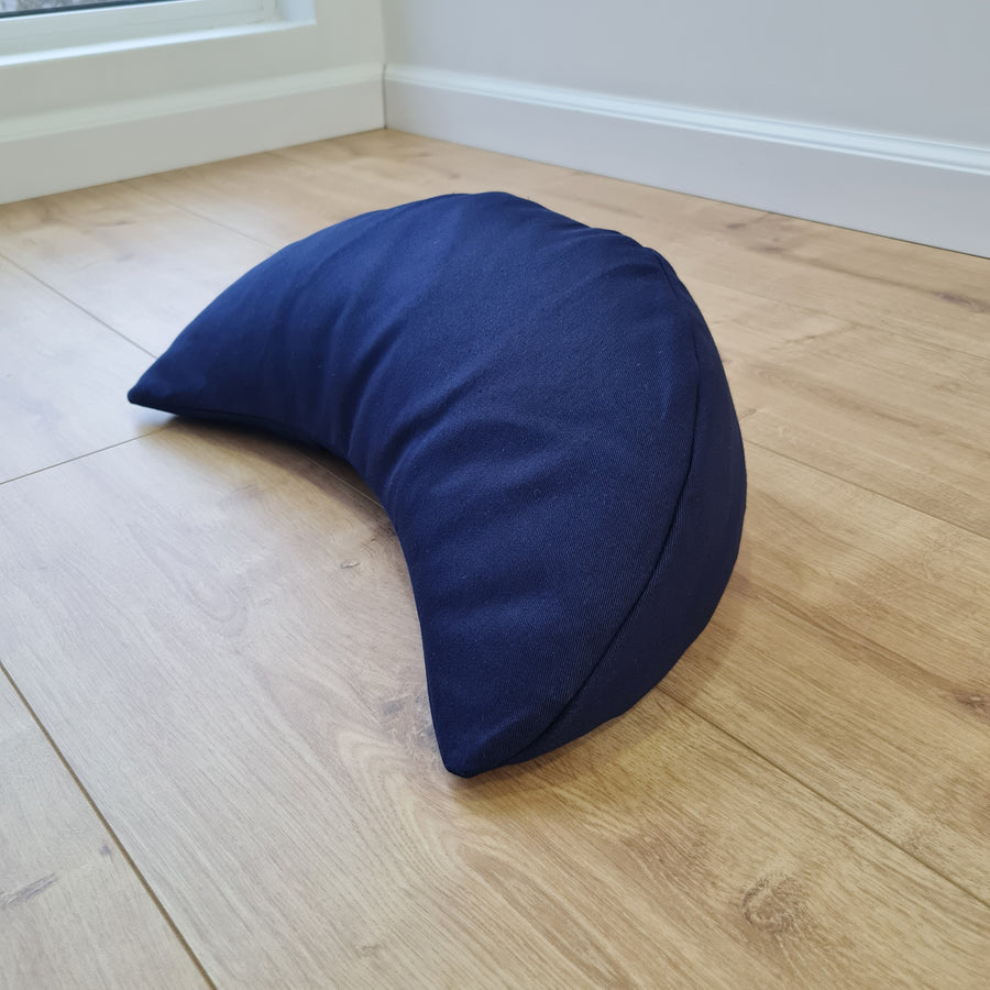 Cotton Meditation Cresсent cushion filled with buckwheat hulls