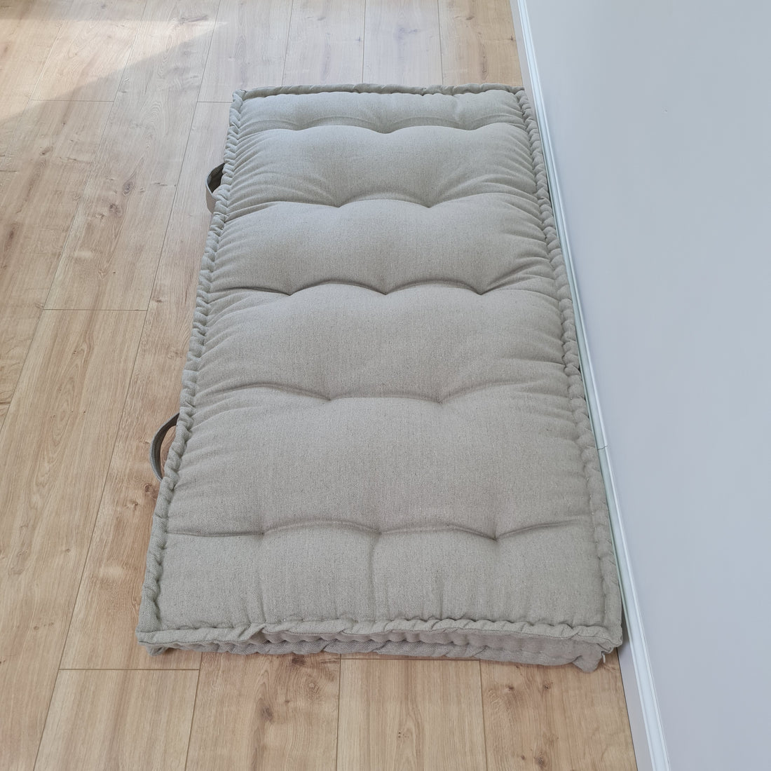 HEMP Linen Floor cushion with handles reading nook pillow Organic Hemp fiber filling in non-dyed Linen fabric custom made Meditation pillow