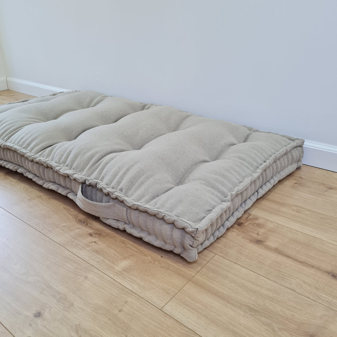 HEMP Linen Floor cushion with handles reading nook pillow Organic Hemp fiber filling in non-dyed Linen fabric custom made Meditation pillow