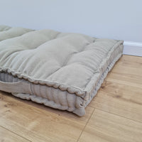 HEMP Linen Floor cushion with handles reading nook pillow Organic Hemp fiber filling in non-dyed Linen fabric custom made Meditation pillow