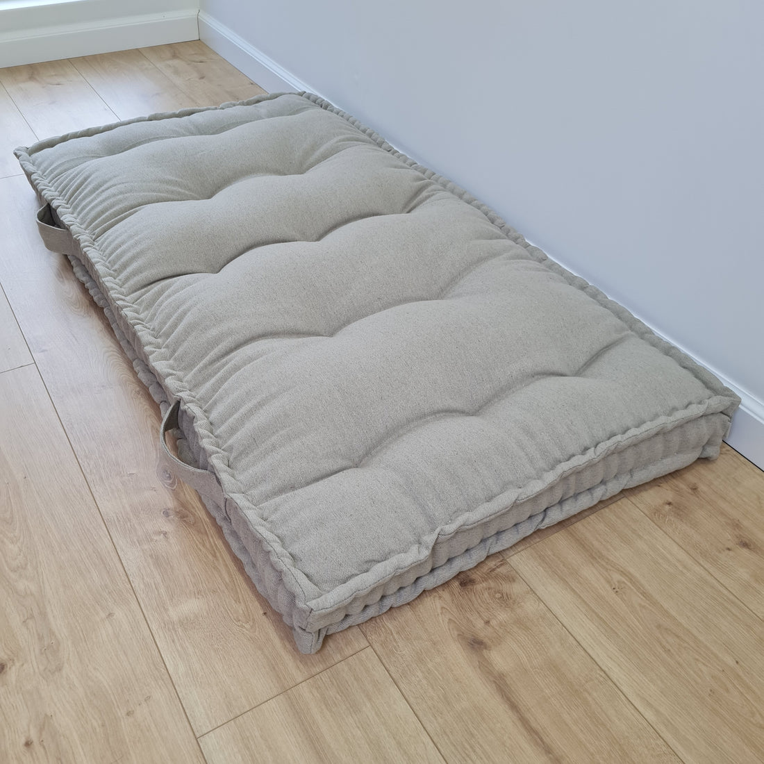 HEMP Linen Floor cushion with handles reading nook pillow Organic Hemp fiber filling in non-dyed Linen fabric custom made Meditation pillow