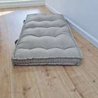 HEMP Linen Floor cushion with handles reading nook pillow Organic Hemp fiber filling in non-dyed Linen fabric custom made Meditation pillow