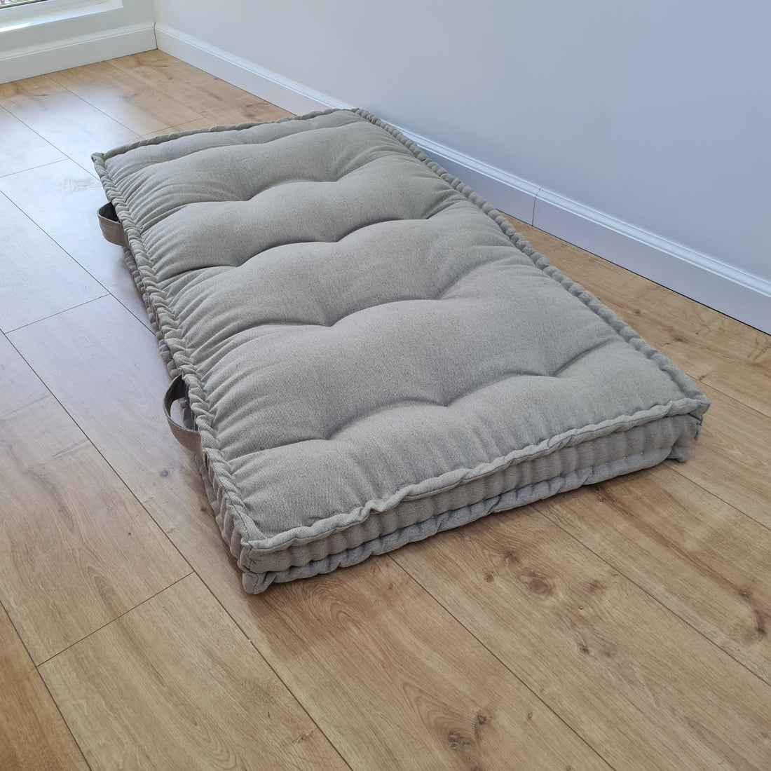 HEMP Linen Floor cushion with handles reading nook pillow Organic Hemp fiber filling in non-dyed Linen fabric custom made Meditation pillow