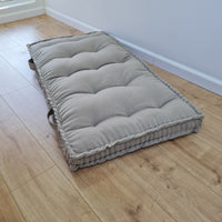 HEMP Linen Floor cushion with handles reading nook pillow Organic Hemp fiber filling in non-dyed Linen fabric custom made Meditation pillow