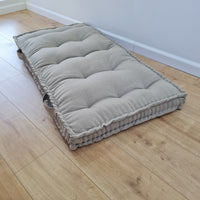 HEMP Linen Floor cushion with handles reading nook pillow Organic Hemp fiber filling in non-dyed Linen fabric custom made Meditation pillow