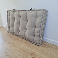 HEMP Linen Floor cushion with handles reading nook pillow Organic Hemp fiber filling in non-dyed Linen fabric custom made Meditation pillow