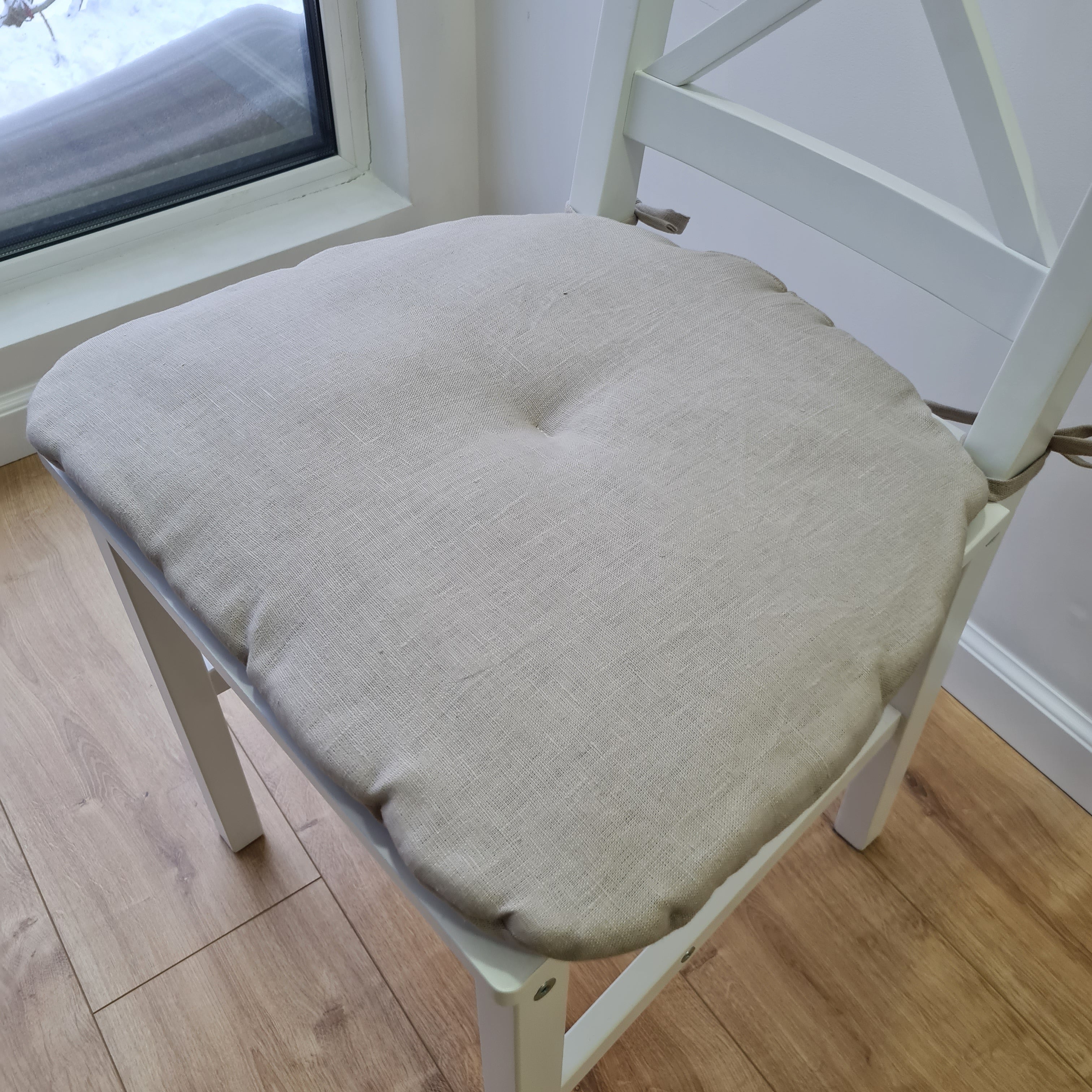 Hemp Linen seat cushion for chair with ties filled organic hemp fiber in natural non dyed linen fabric Chair Cushion Pillow seat custom size