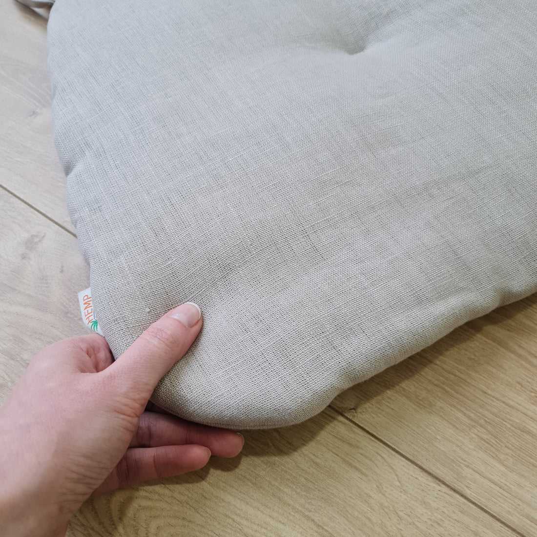 Hemp Linen seat cushion for chair with ties filled organic hemp fiber in natural non dyed linen fabric Chair Cushion Pillow seat custom size