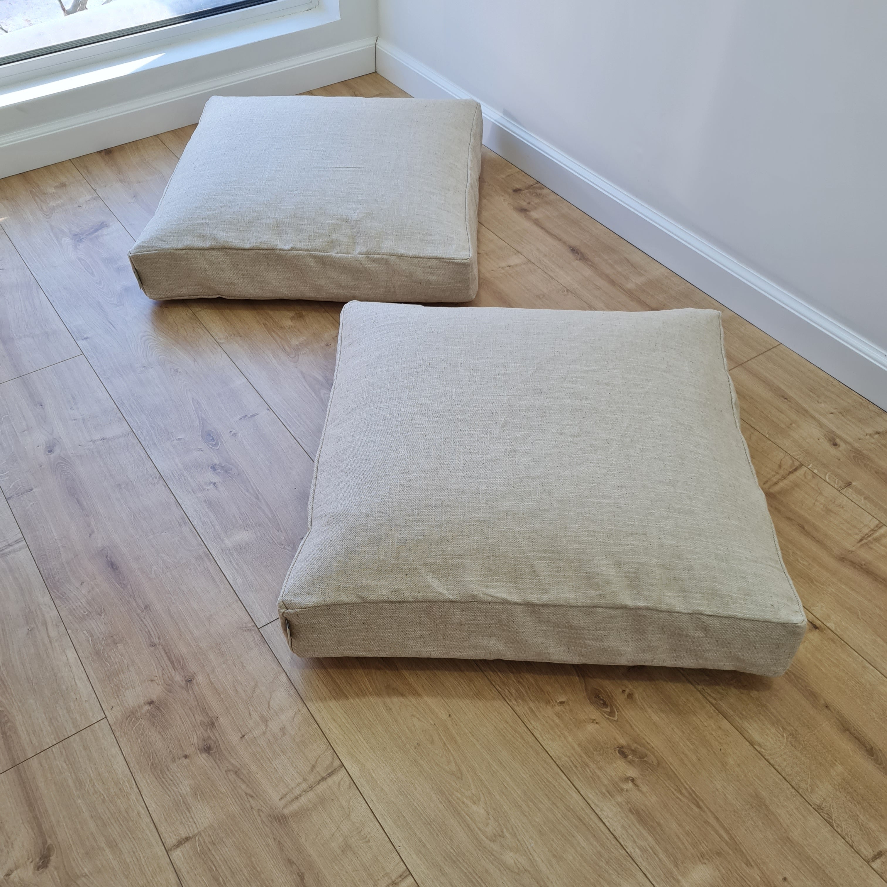 Hemp cushion with removable cover Hemp fiber filling in cotton fabric with linen cover Floor cushion custom made size