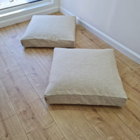 Hemp cushion with removable cover Hemp fiber filling in cotton fabric with linen cover Floor cushion custom made size