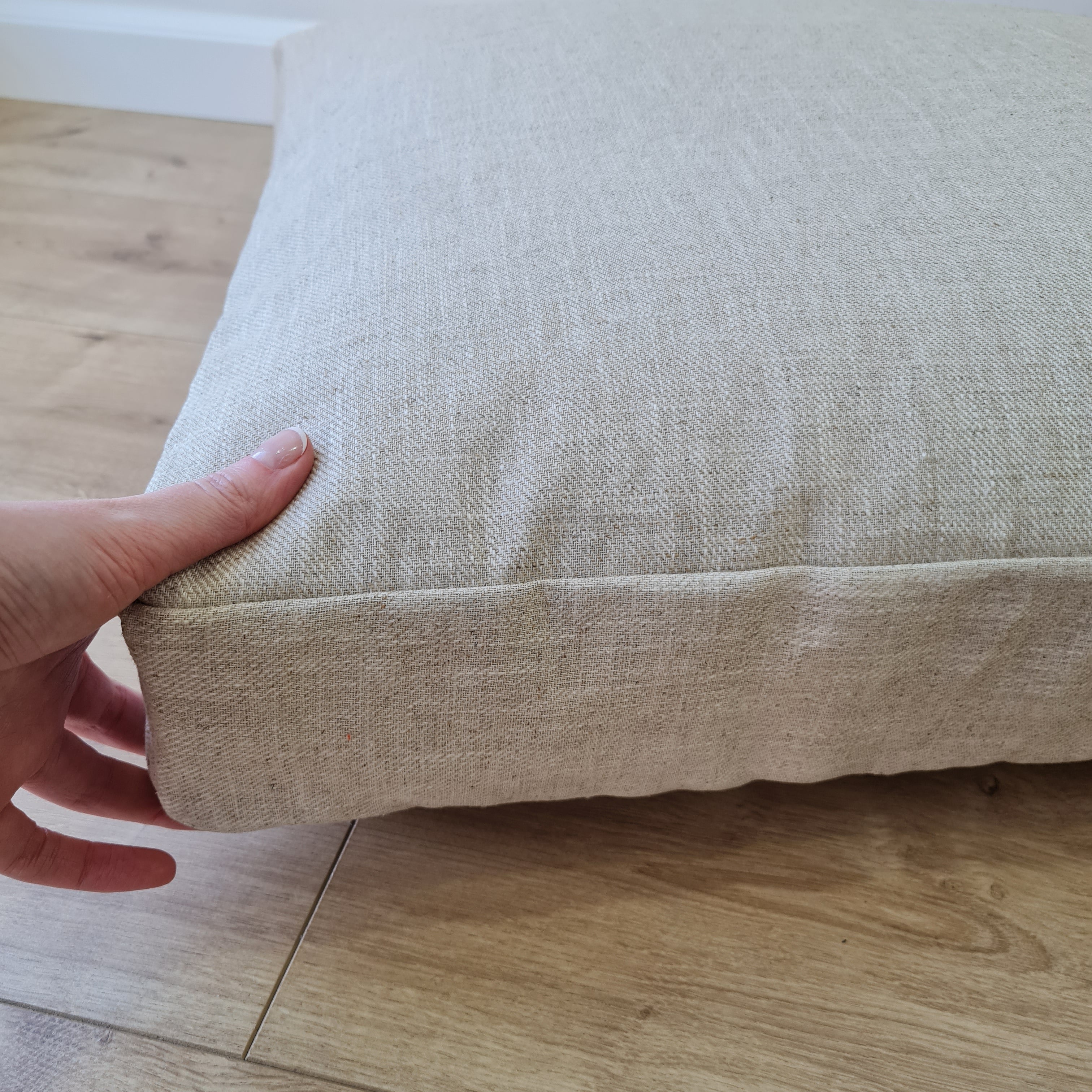 Hemp cushion with removable cover Hemp fiber filling in cotton fabric with linen cover Floor cushion custom made size