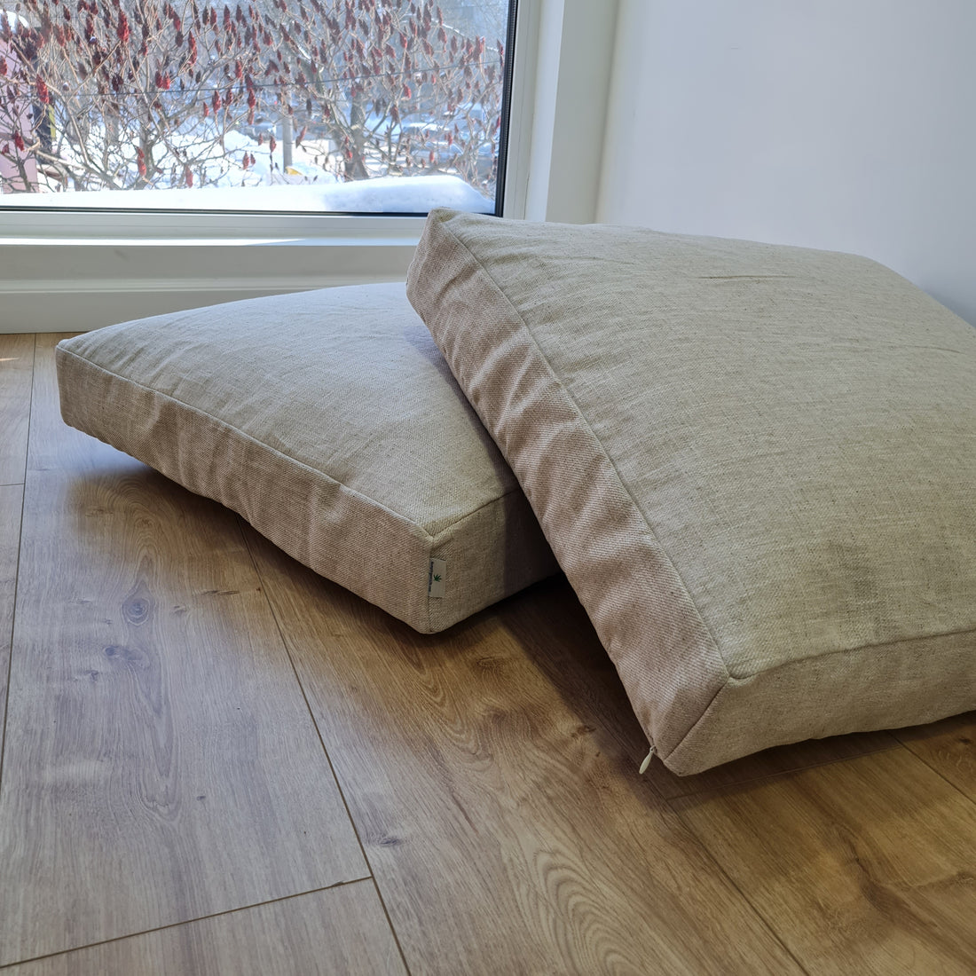 Hemp cushion with removable cover Hemp fiber filling in cotton fabric with linen cover Floor cushion custom made size