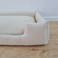 Natural Hemp Linen Dog Bed Beige Linen Fabric filled organic Hemp Fiber filling - Pet Mat - house for cats dogs organic gift for dog