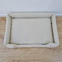 Natural Hemp Linen Dog Bed Beige Linen Fabric filled organic Hemp Fiber filling - Pet Mat - house for cats dogs organic gift for dog