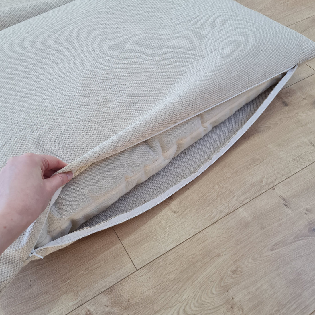 Natural Hemp Linen Dog Bed Beige Linen Fabric filled organic Hemp Fiber filling - Pet Mat - house for cats dogs organic gift for dog