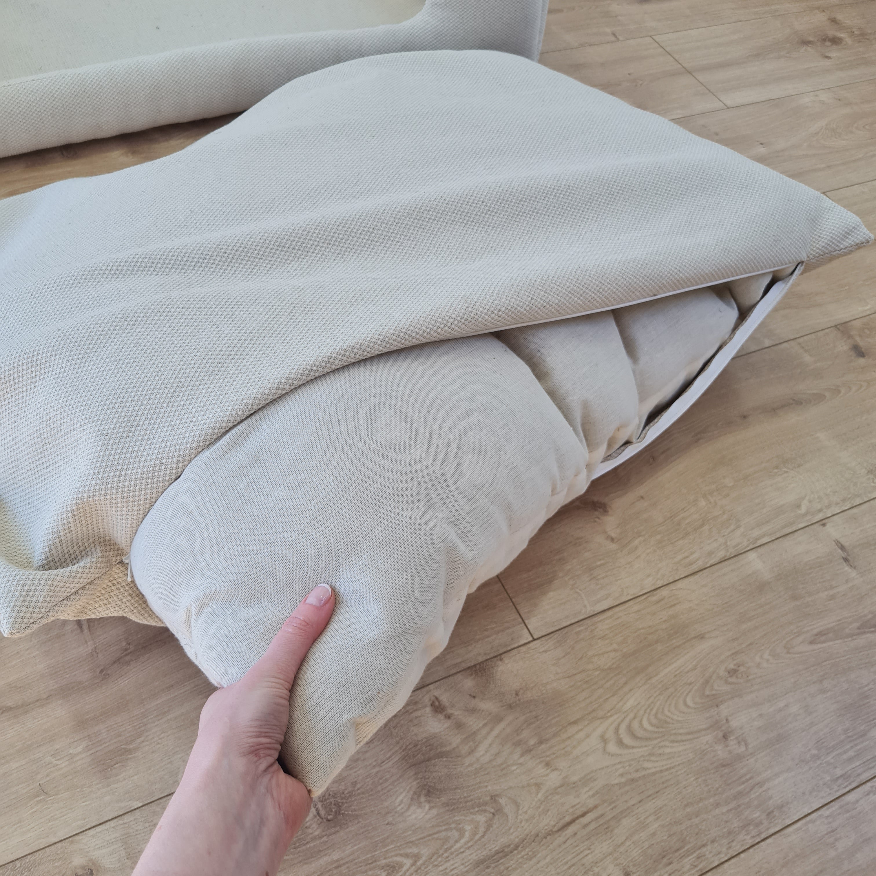 Natural Hemp Linen Dog Bed Beige Linen Fabric filled organic Hemp Fiber filling - Pet Mat - house for cats dogs organic gift for dog