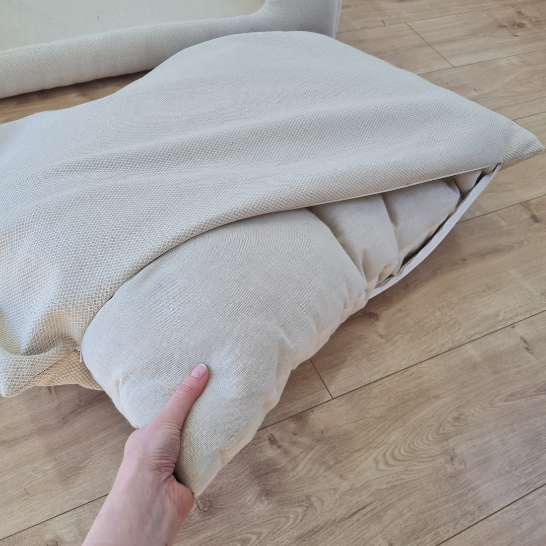 Natural Hemp Linen Dog Bed Beige Linen Fabric filled organic Hemp Fiber filling - Pet Mat - house for cats dogs organic gift for dog