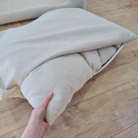 Natural Hemp Linen Dog Bed Beige Linen Fabric filled organic Hemp Fiber filling - Pet Mat - house for cats dogs organic gift for dog