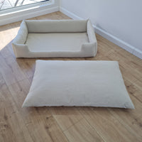 Natural Hemp Linen Dog Bed Beige Linen Fabric filled organic Hemp Fiber filling - Pet Mat - house for cats dogs organic gift for dog
