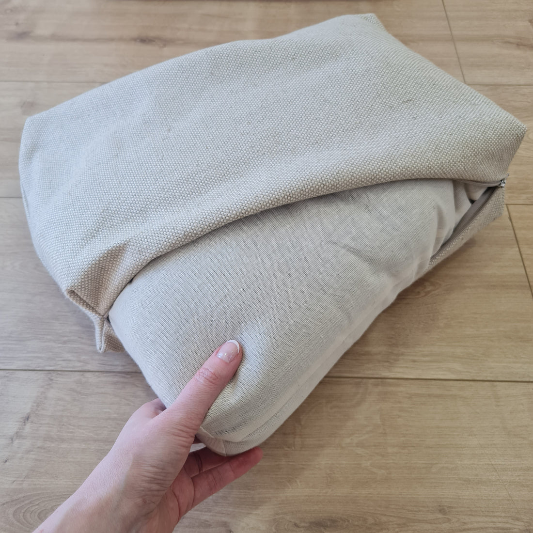 HEMP pet bed filled organic HEMP Fiber in dense natural beige linen fabric with thick cushion inside - mat - house for cats dogs organic