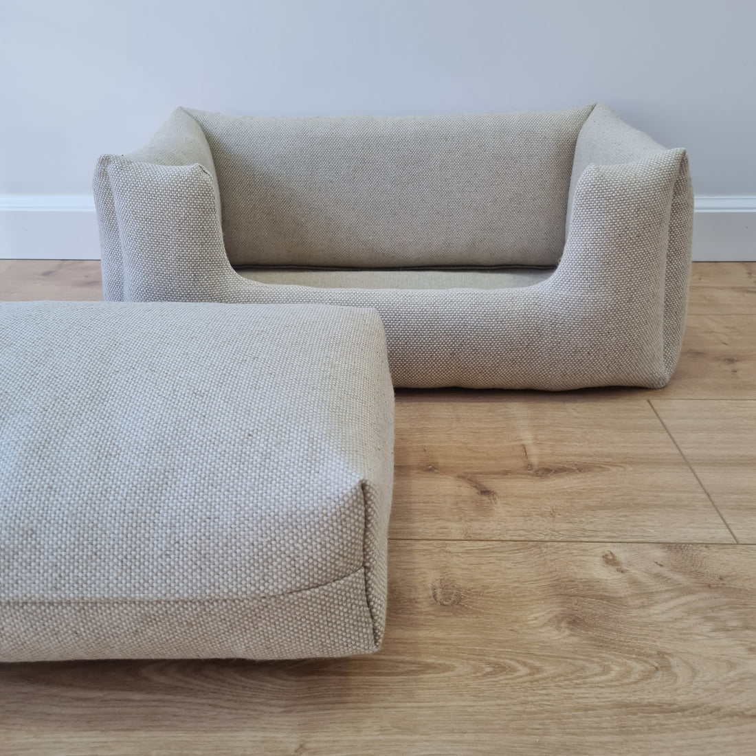 HEMP pet bed filled organic HEMP Fiber in dense natural beige linen fabric with thick cushion inside - mat - house for cats dogs organic