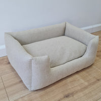 HEMP pet bed filled organic HEMP Fiber in dense natural beige linen fabric with thick cushion inside - mat - house for cats dogs organic