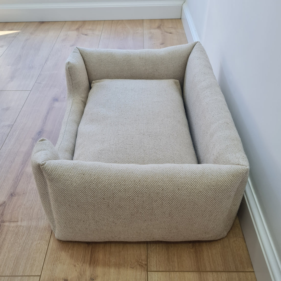 HEMP pet bed filled organic HEMP Fiber in dense natural beige linen fabric with thick cushion inside - mat - house for cats dogs organic