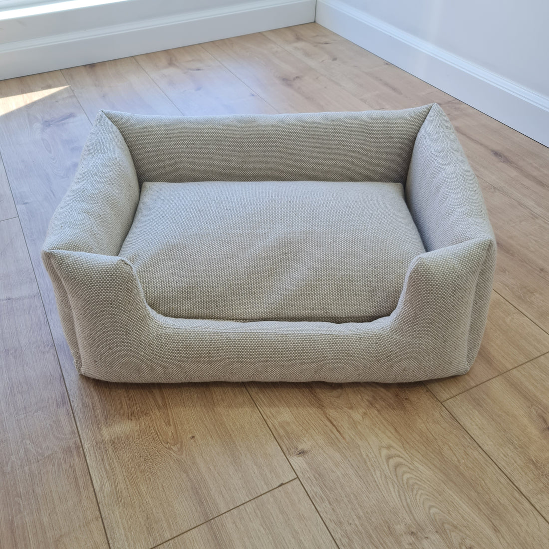 HEMP pet bed filled organic HEMP Fiber in dense natural beige linen fabric with thick cushion inside - mat - house for cats dogs organic