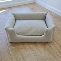 HEMP pet bed filled organic HEMP Fiber in dense natural beige linen fabric with thick cushion inside - mat - house for cats dogs organic