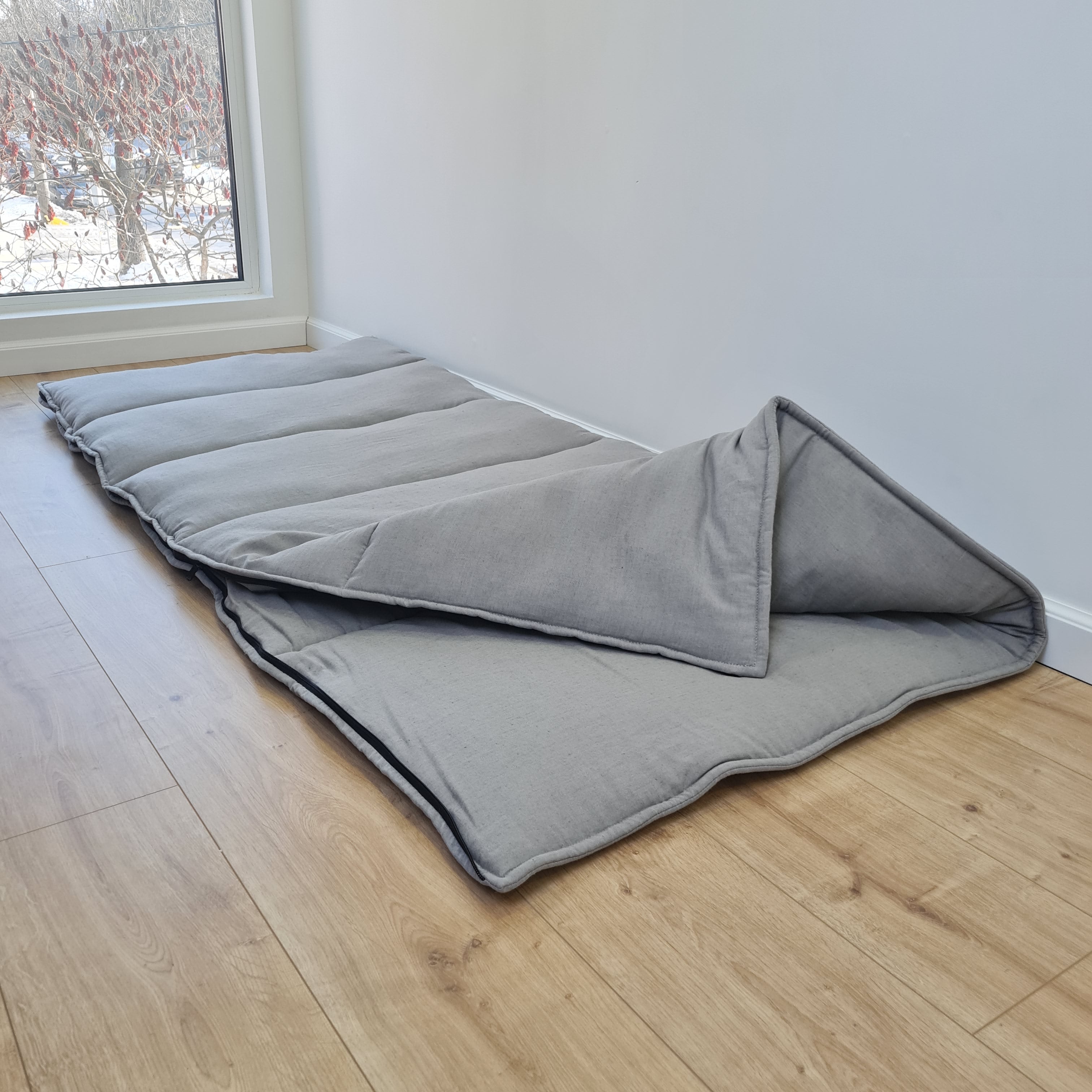 Thick HEMP Sleeping bag Ashen HEMP fabric filled organic Hemp fiber filling - Hemp sleep bag / blanket quilt, hand made