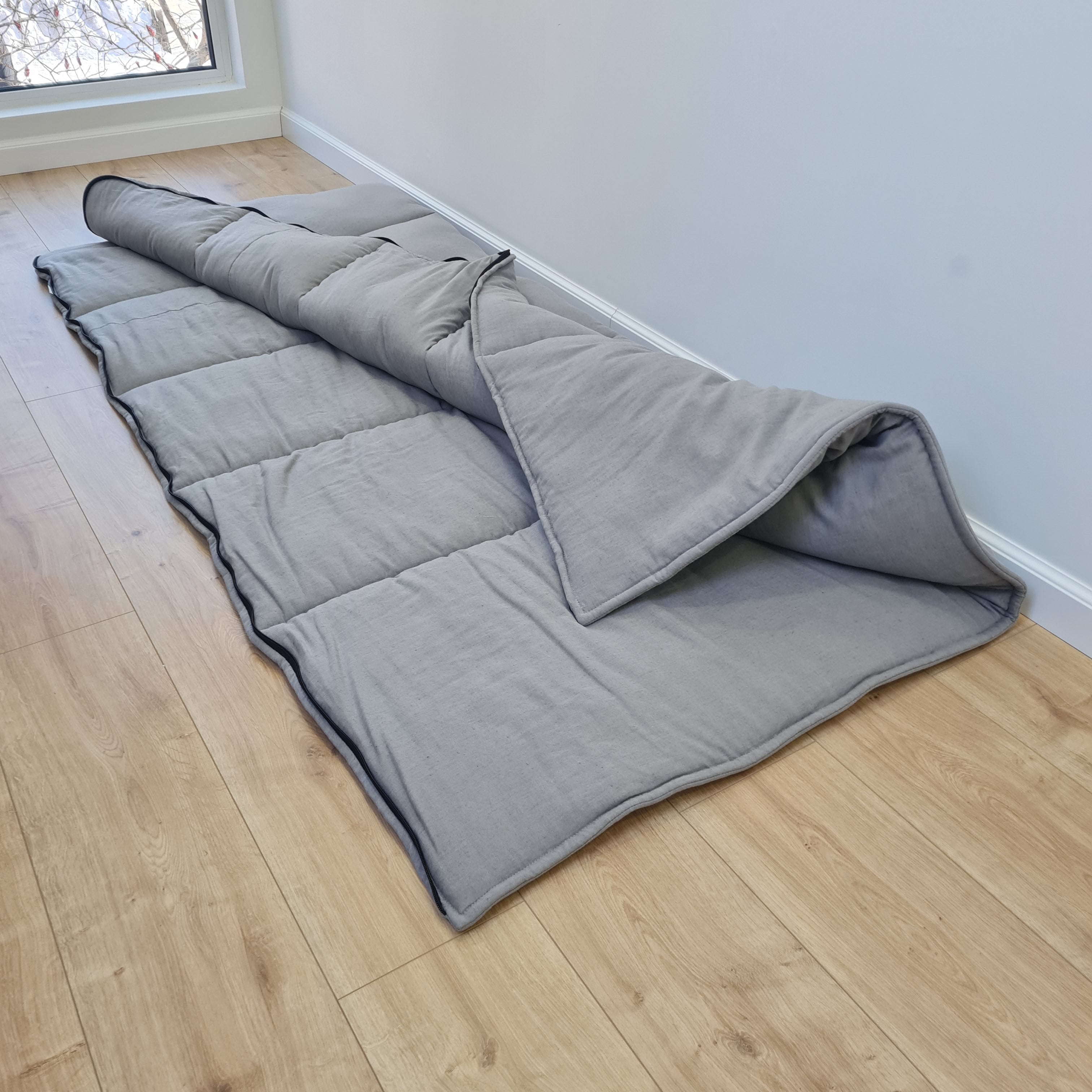 Thick HEMP Sleeping bag Ashen HEMP fabric filled organic Hemp fiber filling - Hemp sleep bag / blanket quilt, hand made