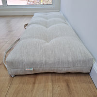 Natural Hemp Linen Bench Cushion with Ties Custom Made filled organic Hemp Fiber in natural non dyed Linen Fabric Window Bench Mudroom cushions